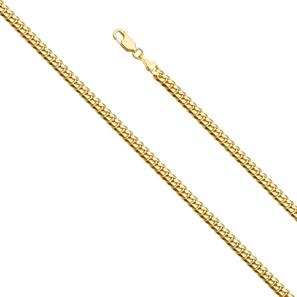 14k Yellow Gold 4 mm Wide Miami Cuban Bracelet
